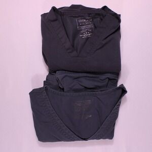 2 Cherokee Scrub Tops Womens Size M Gray Stretch With Pockets Stretch - 2 Pack